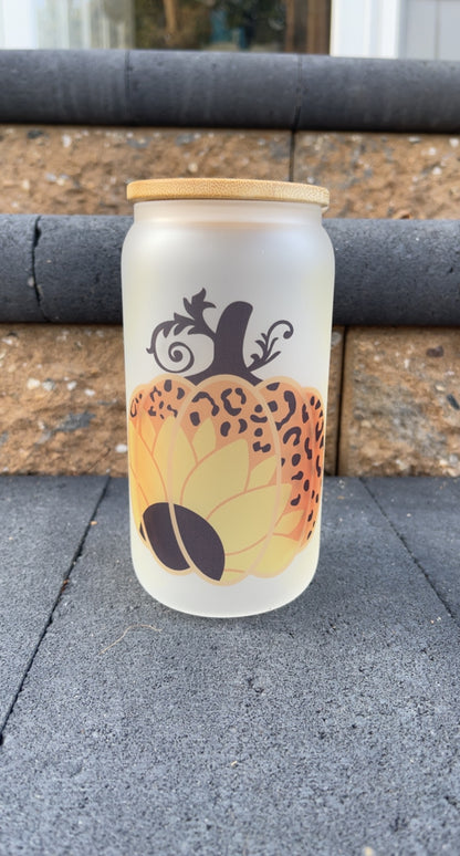 Sunflower Pumpkin Beer Can Glass