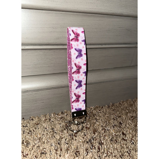 Pink Butterfly Wristlet