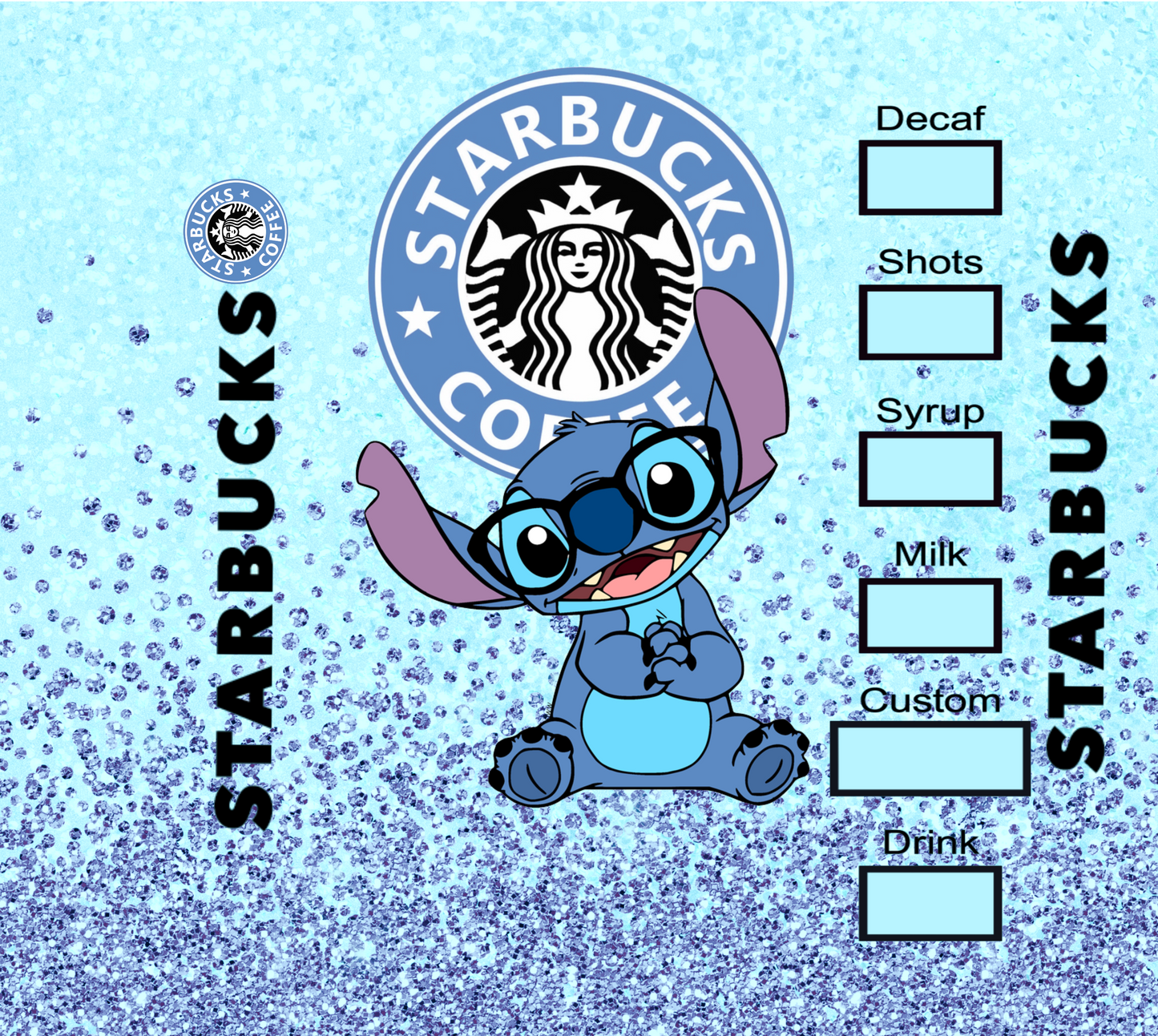 Stitch with Glasses Starbucks Sublimation Print